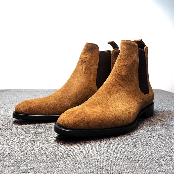 Designer Men Chelsea Boots Luxury Velvet Men's Ankle Boots High Quality Suede Leather Shoes for Men Dress Boots Botas de Hombre