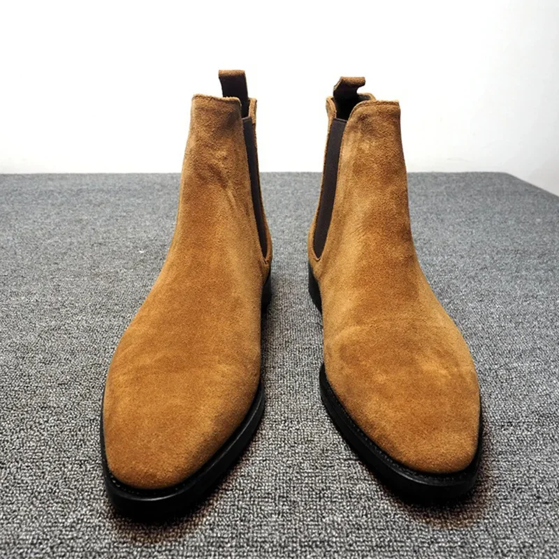 Designer Men Chelsea Boots Luxury Velvet Men's Ankle Boots High Quality Suede Leather Shoes for Men Dress Boots Botas de Hombre