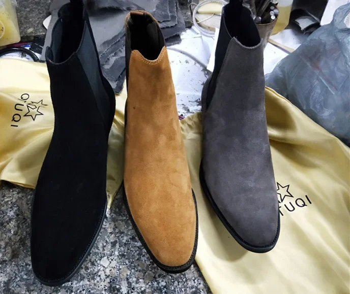 Designer Men Chelsea Boots Luxury Velvet Men's Ankle Boots High Quality Suede Leather Shoes for Men Dress Boots Botas de Hombre
