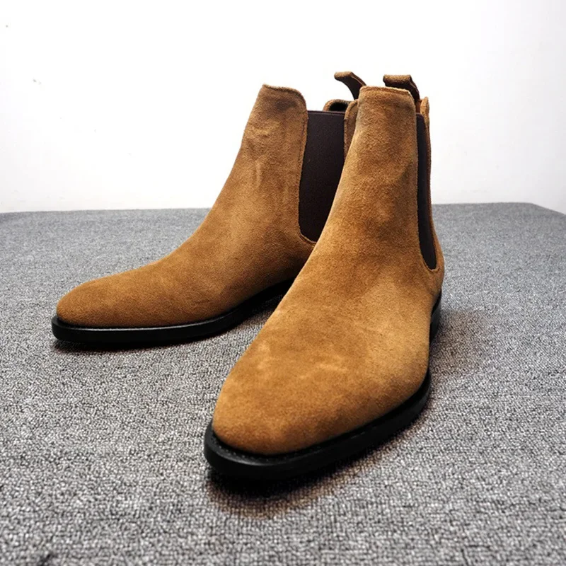 Designer Men Chelsea Boots Luxury Velvet Men's Ankle Boots High Quality Suede Leather Shoes for Men Dress Boots Botas de Hombre