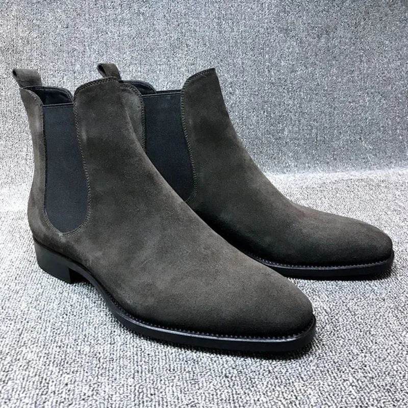 Designer Men Chelsea Boots Luxury Velvet Men's Ankle Boots High Quality Suede Leather Shoes for Men Dress Boots Botas de Hombre