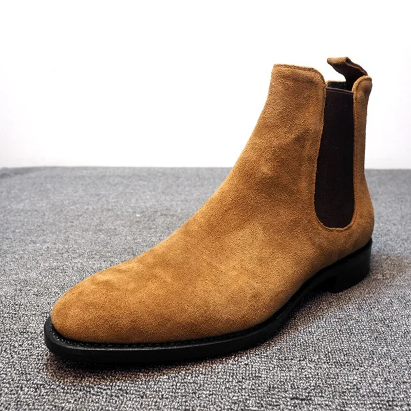 Designer Men Chelsea Boots Luxury Velvet Men's Ankle Boots High Quality Suede Leather Shoes for Men Dress Boots Botas de Hombre