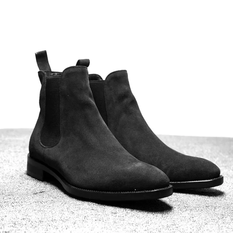 Designer Men Chelsea Boots Luxury Velvet Men's Ankle Boots High Quality Suede Leather Shoes for Men Dress Boots Botas de Hombre