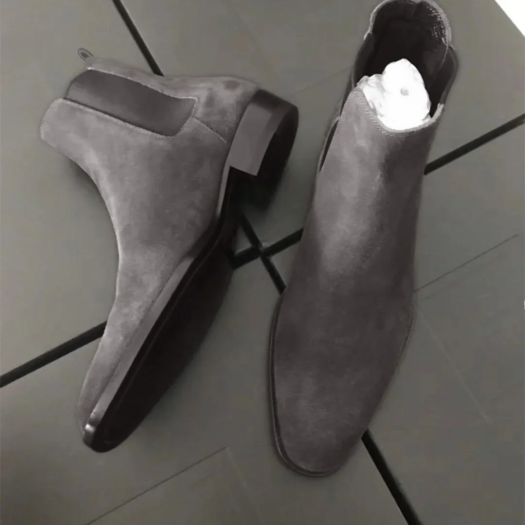 Designer Men Chelsea Boots Luxury Velvet Men's Ankle Boots High Quality Suede Leather Shoes for Men Dress Boots Botas de Hombre