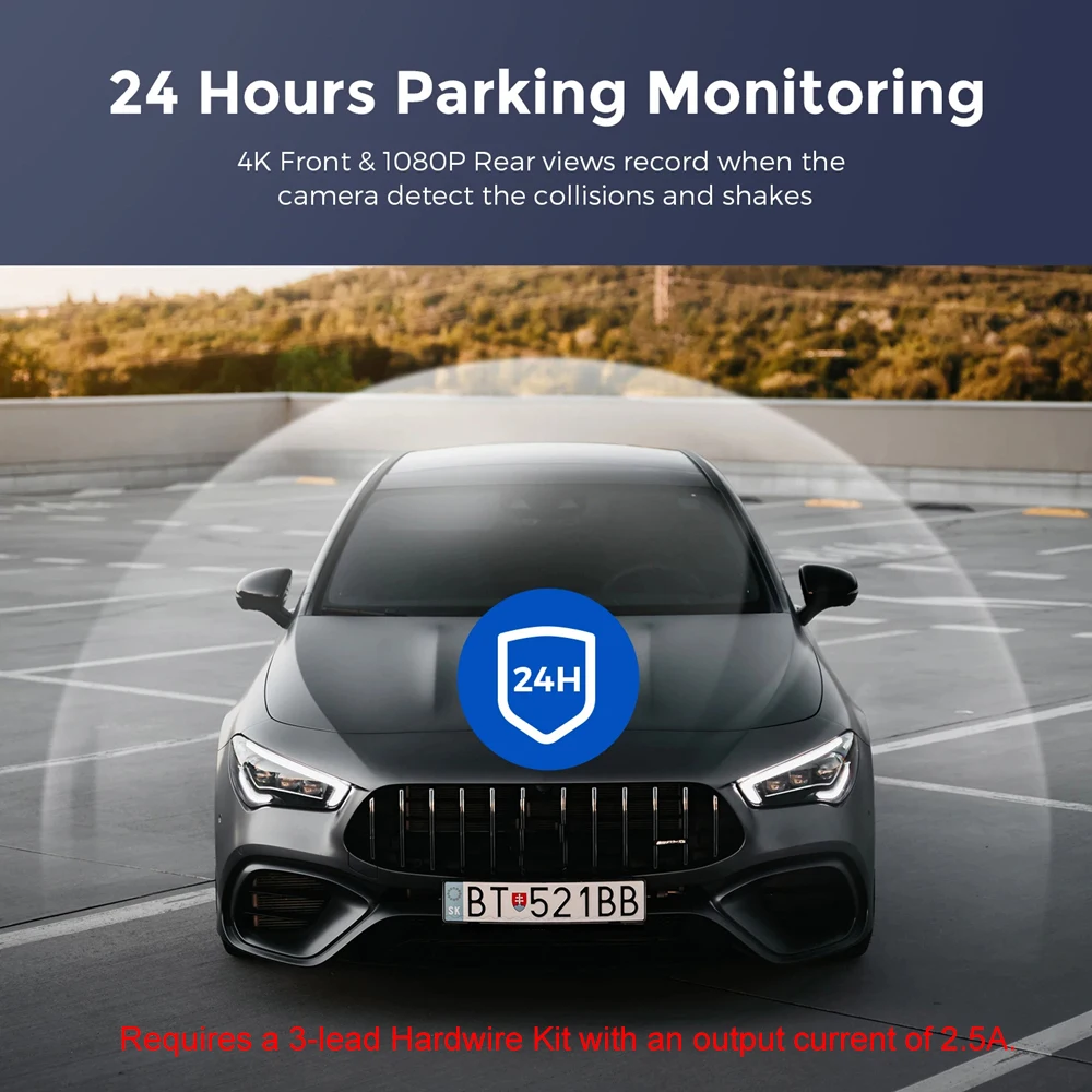 UHD 4K WiFi Dash Cam Dual Lens Driving Recorder Car DVR Optional 1080P Rear Lens Camera GPS 24H Parking Monitoring Black Box