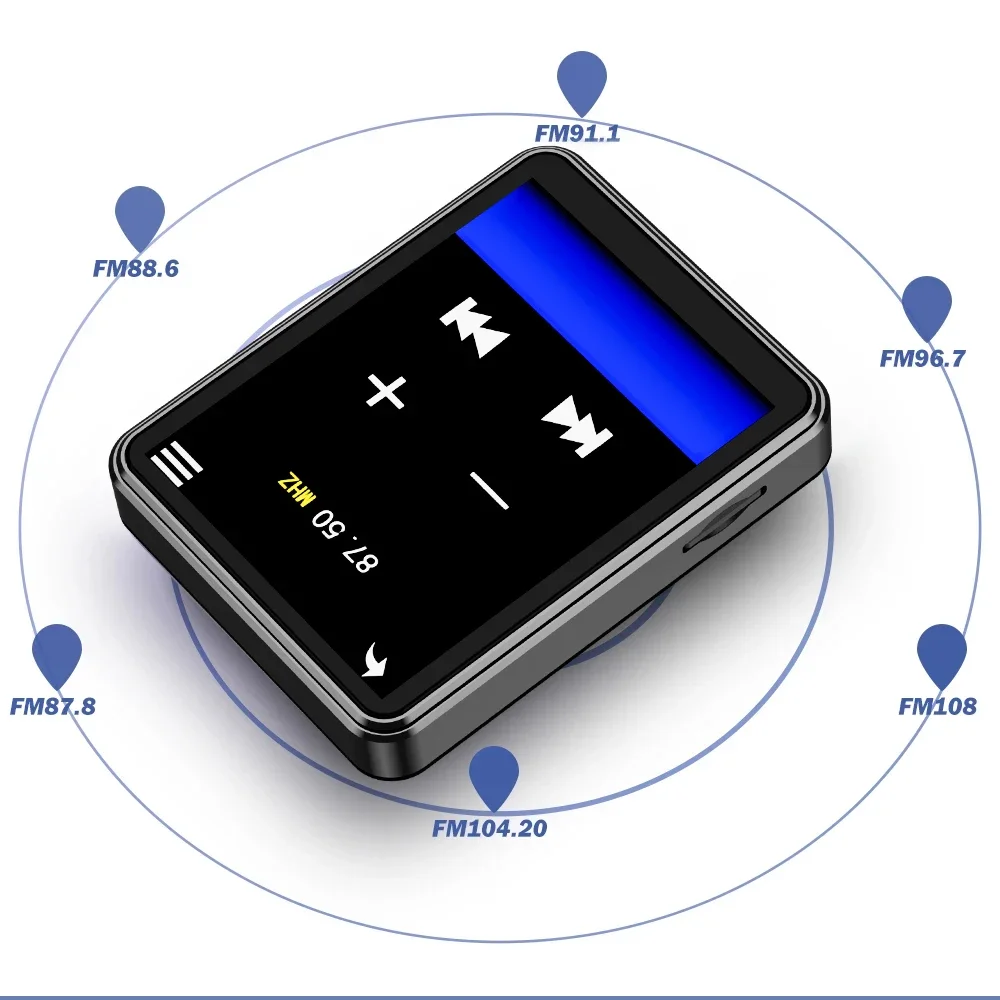MP3 Player 2.4 Inch Full Touch Screen Bluetooth HiFi Walkman Built‑in MP4 Music Speaker FM Radio Voice Recorder E‑book
