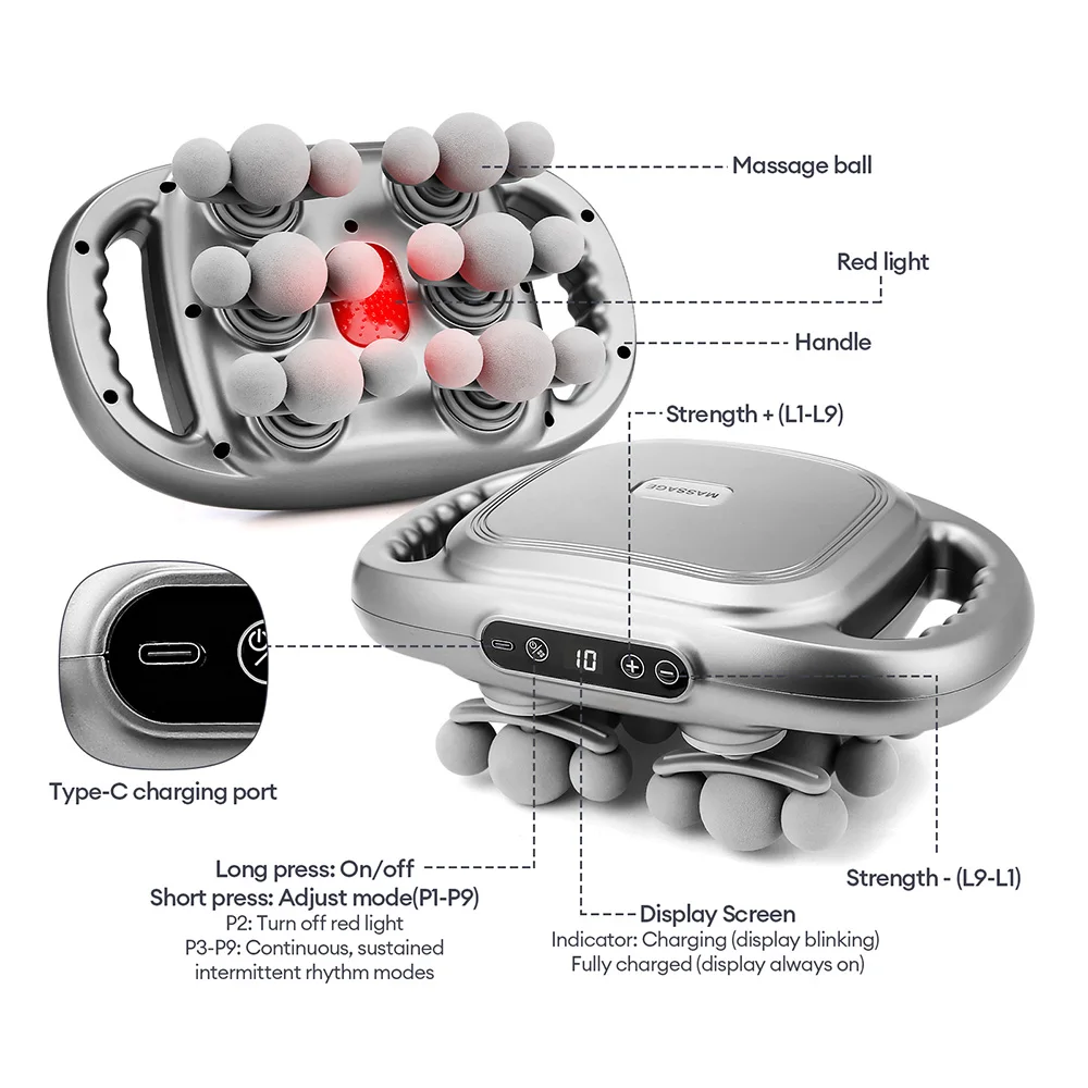 42-Heads Fascia Gun High-Frequency Vibration Body Massage Gun Back and Waist Massager Neck Shoulder Massager Muscle masajeador