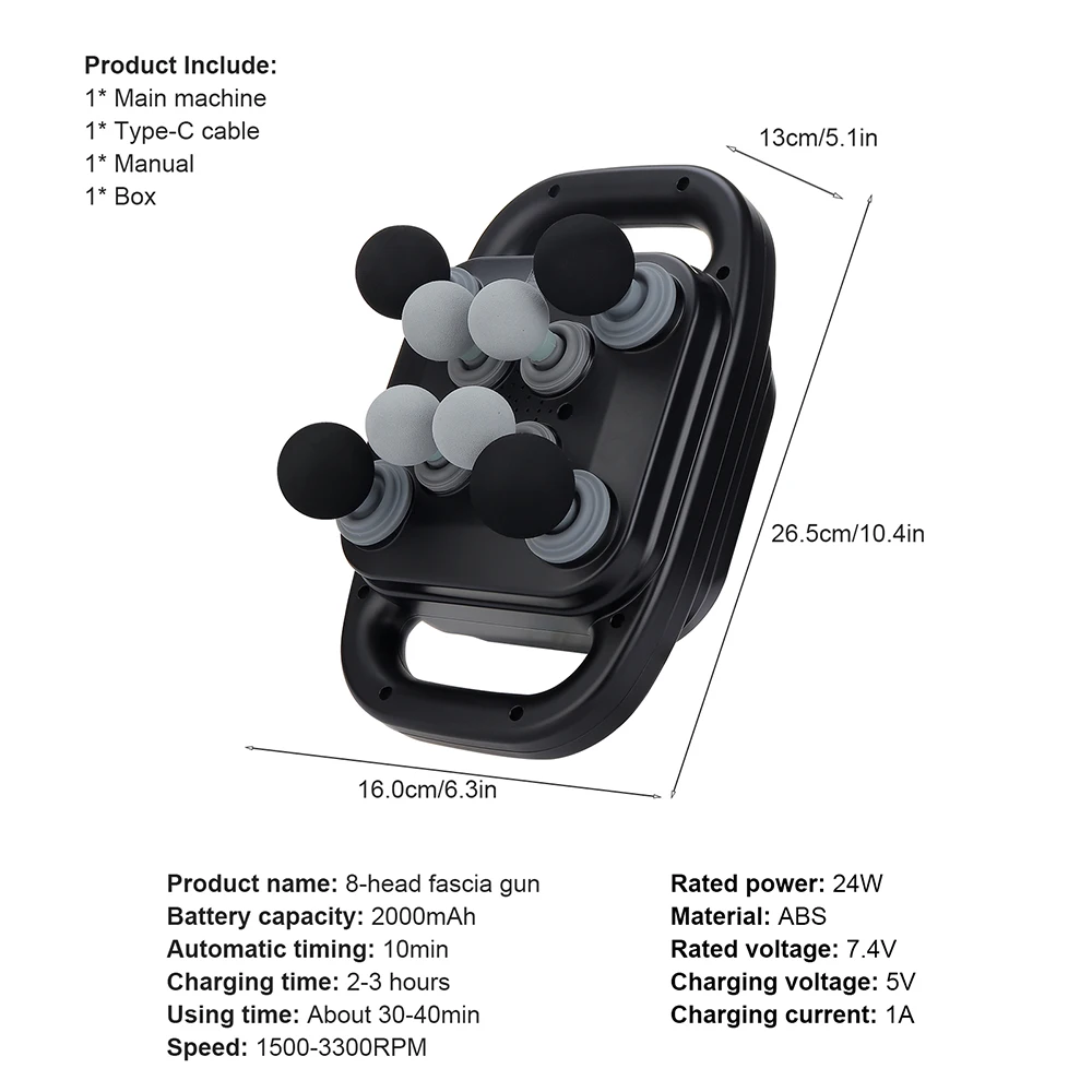 42-Heads Fascia Gun High-Frequency Vibration Body Massage Gun Back and Waist Massager Neck Shoulder Massager Muscle masajeador