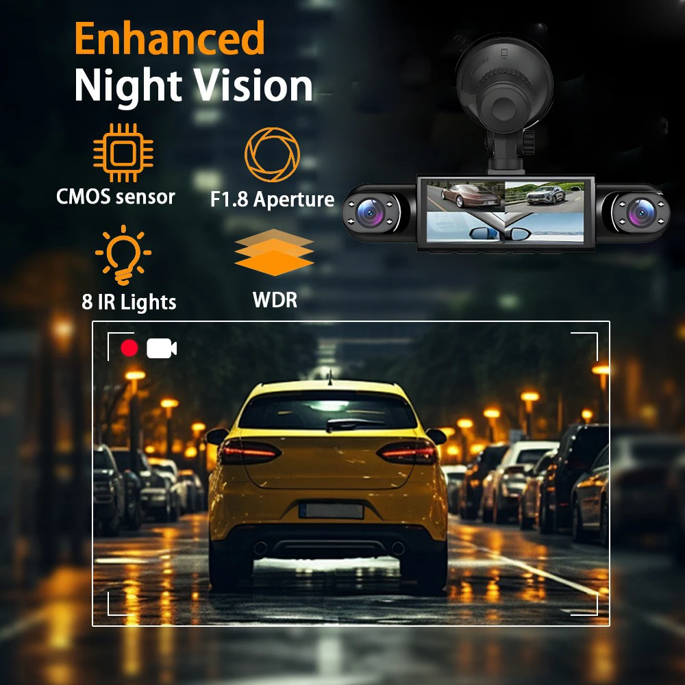 4 Channel Dash Cam 360° Car Video Recorder Black Box with Night Vision 24/7 Parking Monitor G-Sensor Loop Recording Auto Parts