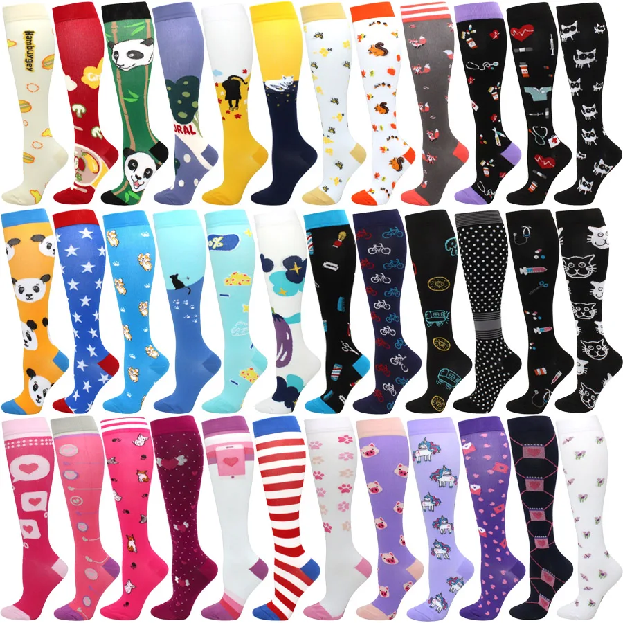 Men's Running Compression Socks Basketball Cycling Socks Medical Prevention Varicocele Travel Cute pattern