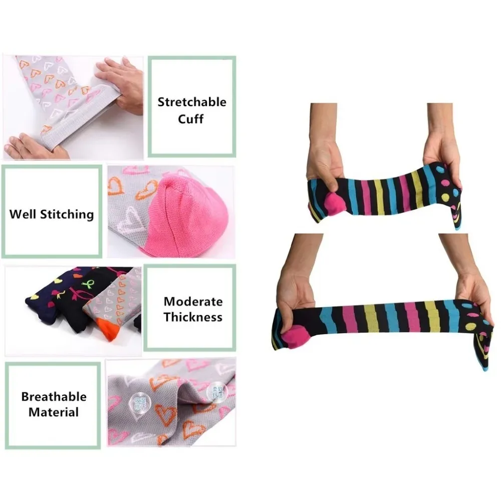 Men's Running Compression Socks Basketball Cycling Socks Medical Prevention Varicocele Travel Cute pattern
