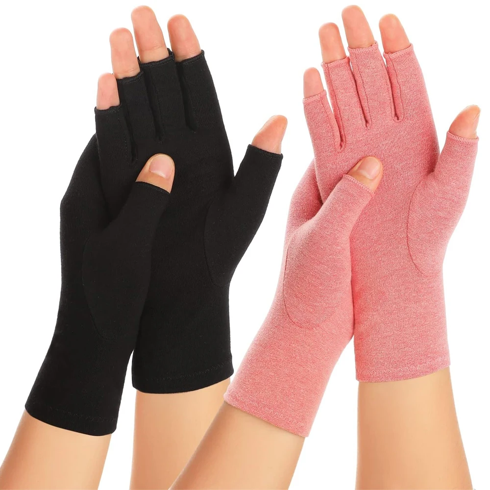 GOMOREON 1Pair Arthritis Gloves Women Men, Carpal Tunnel, Rheumatiod, Tendonitis, Fingerless Hand Thumb Compression Gloves
