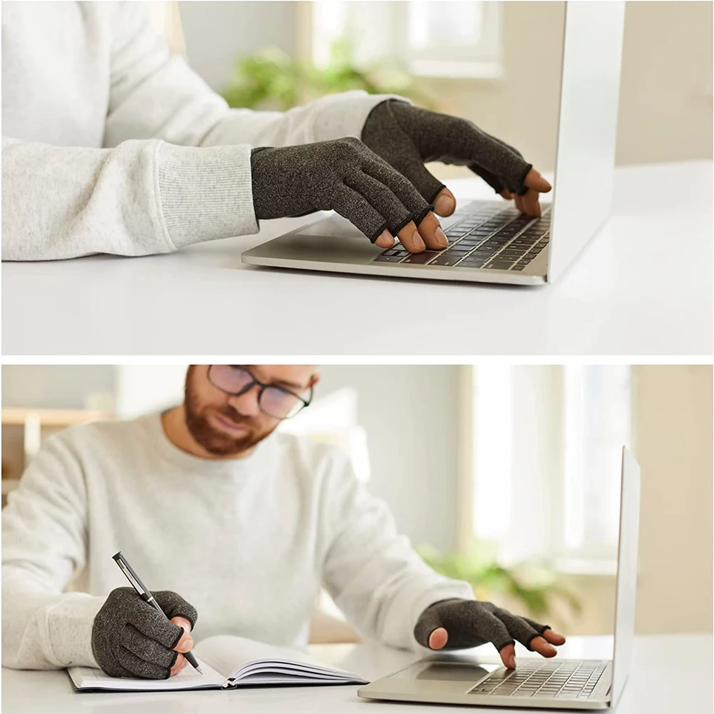 GOMOREON 1Pair Arthritis Gloves Women Men, Carpal Tunnel, Rheumatiod, Tendonitis, Fingerless Hand Thumb Compression Gloves