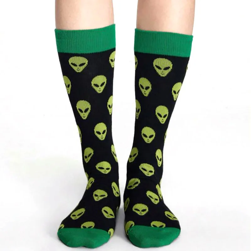 Men's hip hop harajuku socks polka dot alien skateboard checkered animal medium cut funny socks