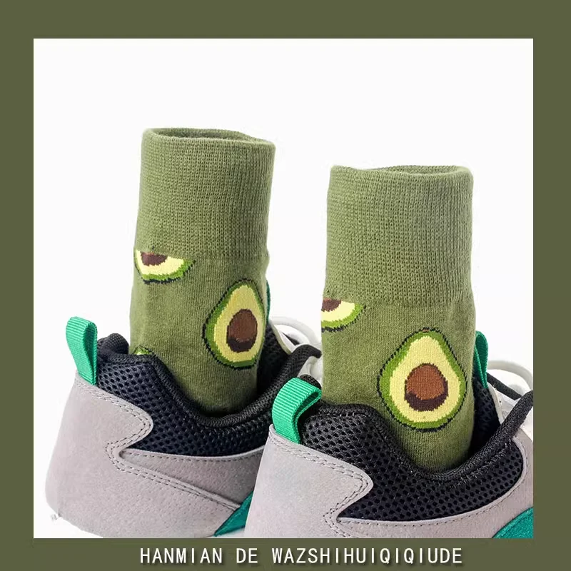 Women Socks Funny Cute Cartoon Fruits Banana Lemon Pineapple Avocado Food Happy Japanese Harajuku Skateboard Socks