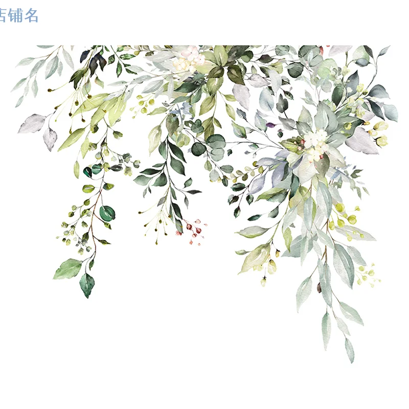 Green Plant Leaves Wall Sticker Bathroom Toilet Decor Living Room Cabinet Home Decoration Decals Beautify Self Adhesive Mural