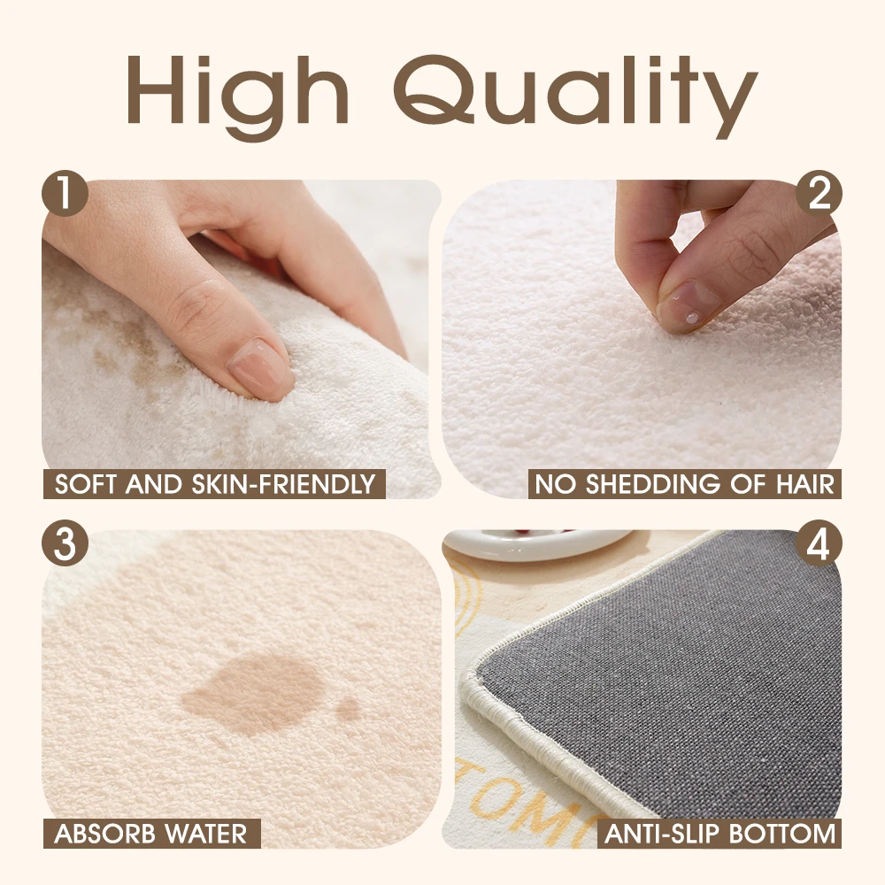 Thick Cashmere Like Bathroom Mat Absorbent Shaggy Shower Rug Aesthetic Wave Border Polka Dot Carpet