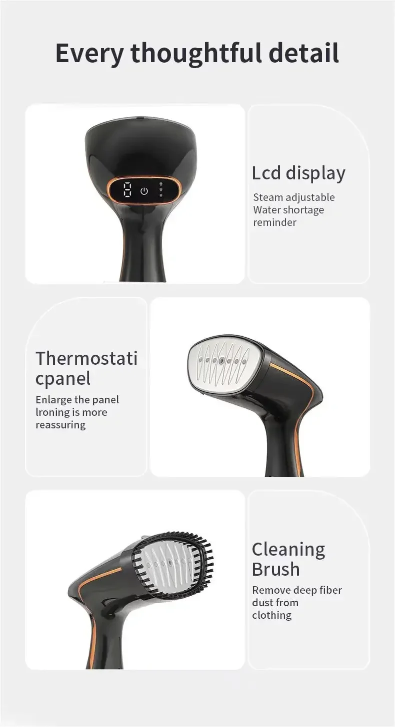 TINSOL Handheld Garment Steam Iron 1800W 3-Level Adjustment Rapid Heating Steam Iron Portable Suitable for Home and Travel Use