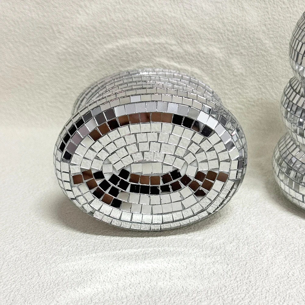 Disco Ball Spiral Vase Unique Glass Tiles Flower Bottle Disco Ball Planter Silver Mirror Vase Home Living Room Office Decor