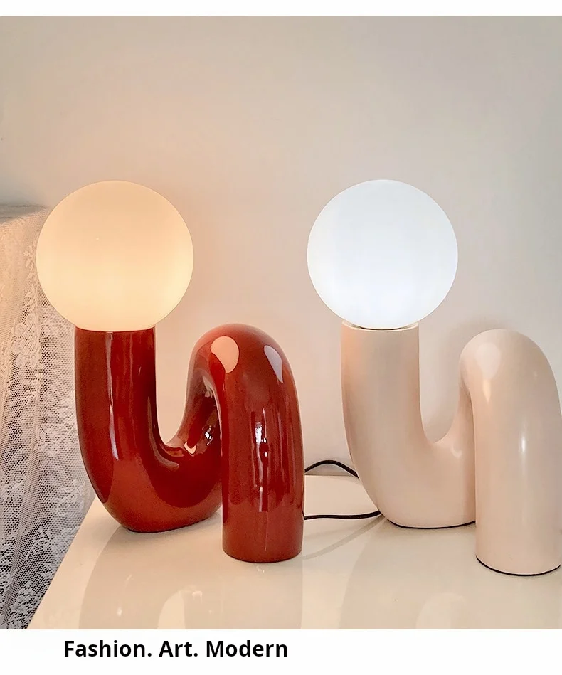 American-Style Nordic Resin Glass Atmosphere Bedroom Bedside Lamp Decoration Piece Art Tabletop Children's Room Desk Lamp G9