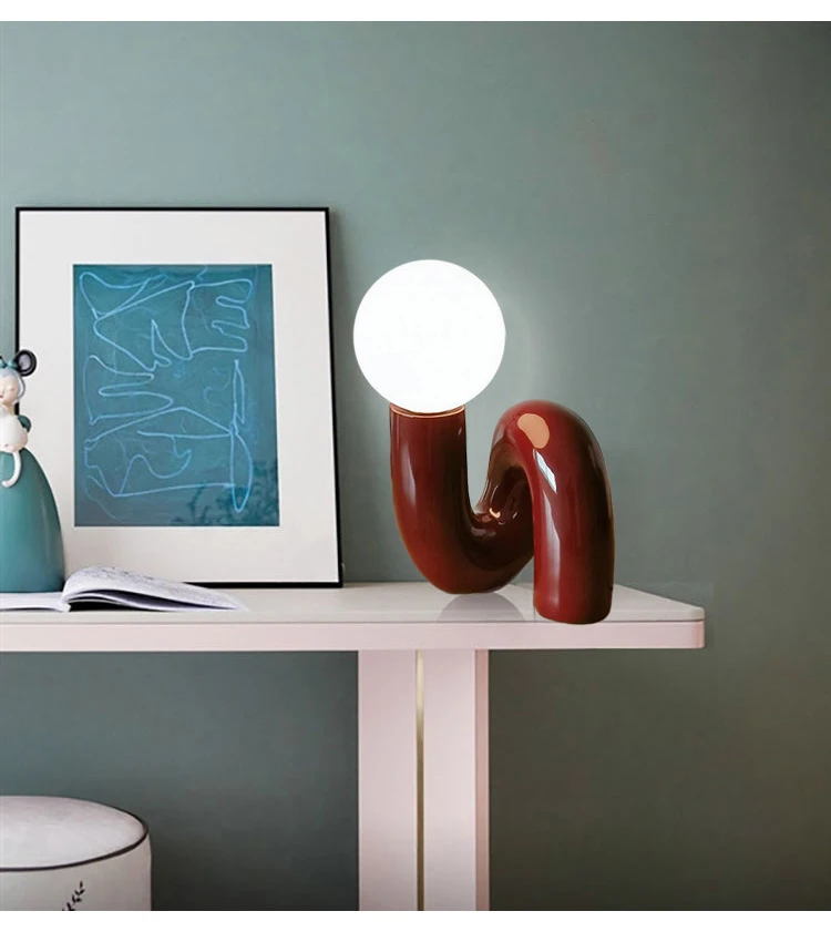 American-Style Nordic Resin Glass Atmosphere Bedroom Bedside Lamp Decoration Piece Art Tabletop Children's Room Desk Lamp G9