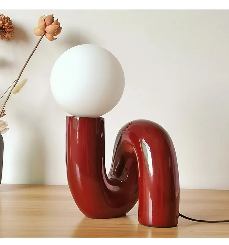 American-Style Nordic Resin Glass Atmosphere Bedroom Bedside Lamp Decoration Piece Art Tabletop Children's Room Desk Lamp G9