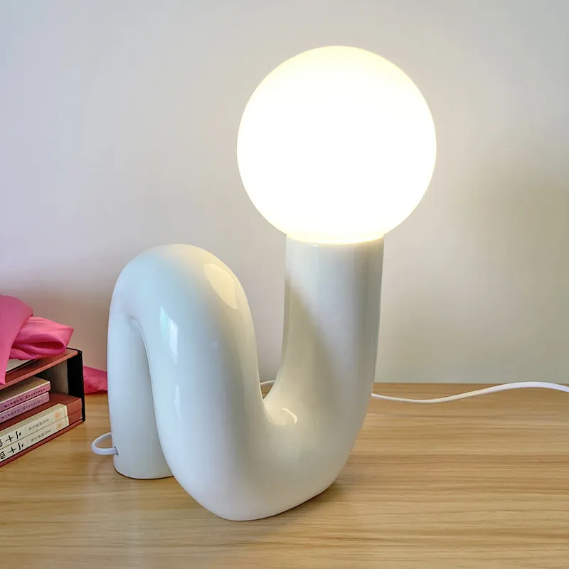 American-Style Nordic Resin Glass Atmosphere Bedroom Bedside Lamp Decoration Piece Art Tabletop Children's Room Desk Lamp G9
