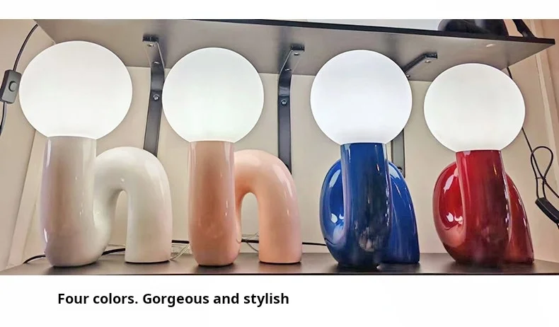 American-Style Nordic Resin Glass Atmosphere Bedroom Bedside Lamp Decoration Piece Art Tabletop Children's Room Desk Lamp G9
