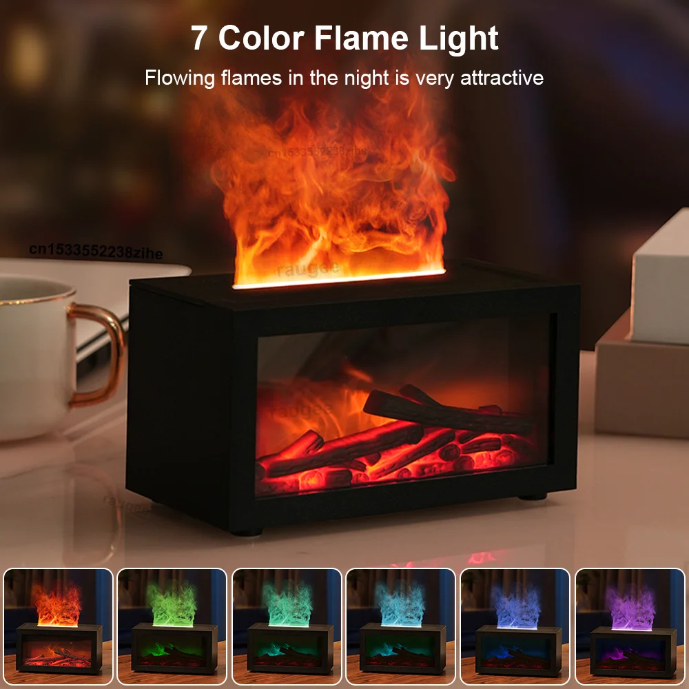 Fireplace Humidifier Aroma Flame Humidifier Fragrance Diffuser Aromatherapy Essential Oil Diffuser Fire Humidifier for Home Room