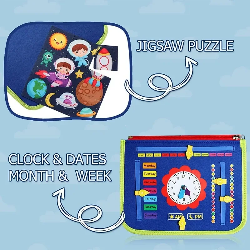 Montessori Kids Travel Toy Felt Activity Quiet Books Busy Board Activity Educational Sensory Learning Book