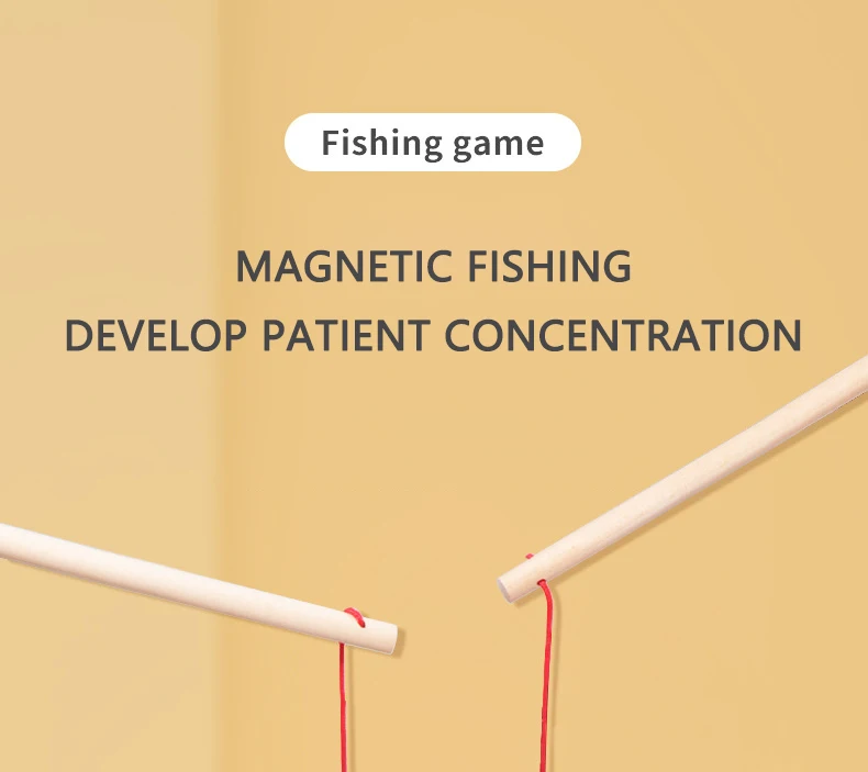 Montessori Wooden Magnetic Fishing Toys Marine Life Cognition Fish Games Early Educational Toy for Kids Parent-child Interactive