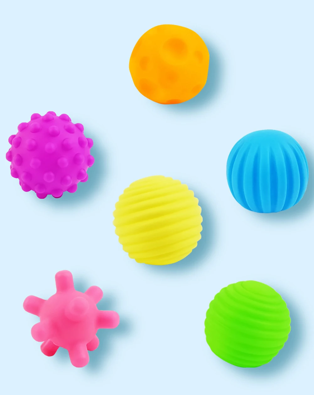 6Pcs Textured Multi Ball Set Develop Tactile Senses Toy Baby Touch Hand Ball Toys Training Ball Massage Soft Balls Kids Gifts