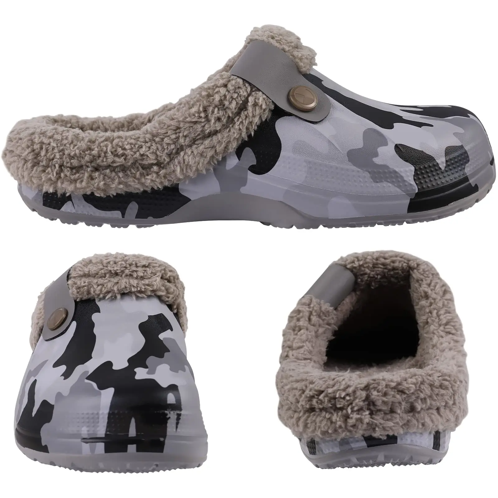 Litfun Winter Plush Garden Shoes Women Fur Clogs Slippers Men Soft Furry Waterproof Slippers Outdoor New Cozy Fuzzy Home Slipper