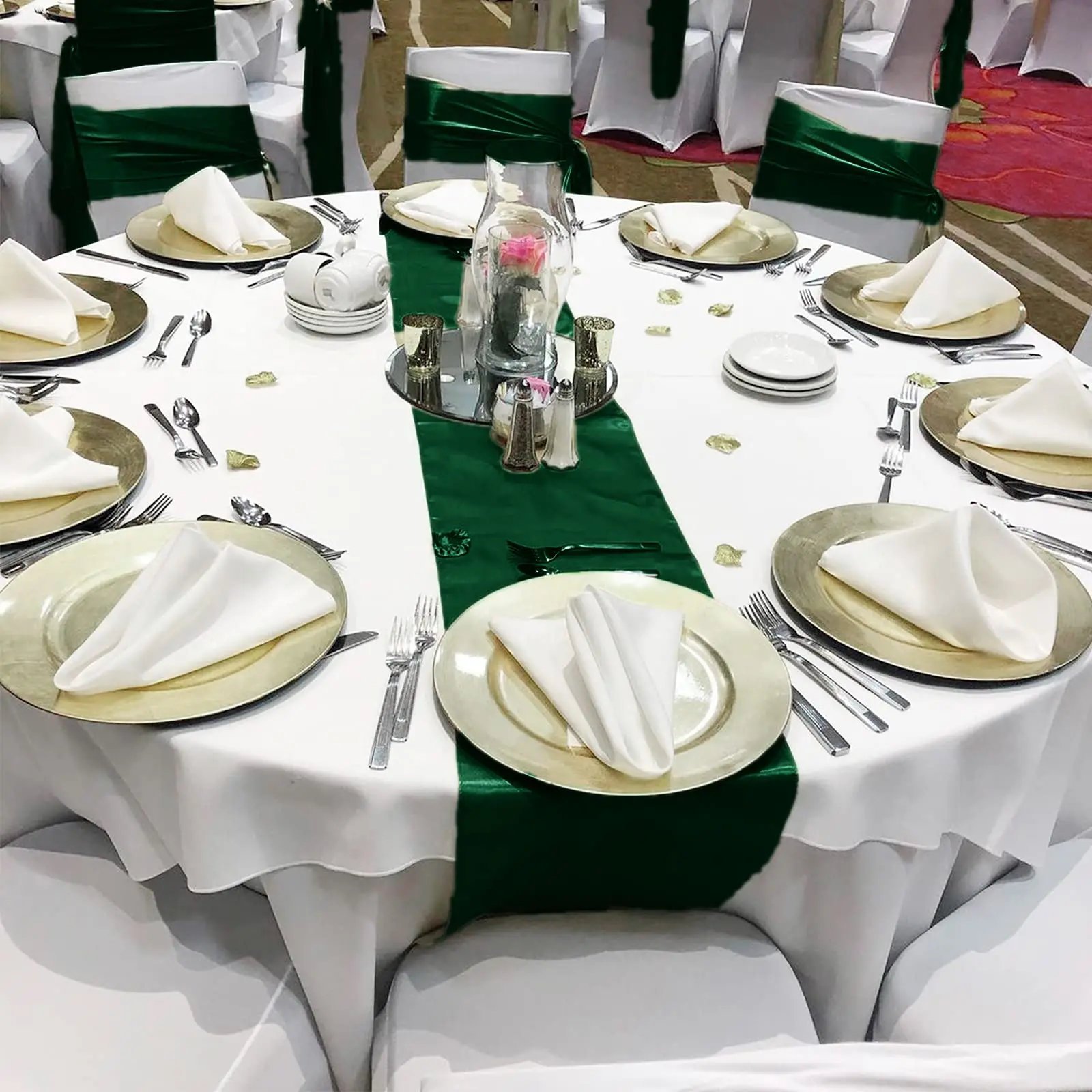 6/20PCS Wedding Satin Table Runner Sage Green 30x275cm Long Party Supply Christmas Home Dining Banquets Luxury Table Decoration