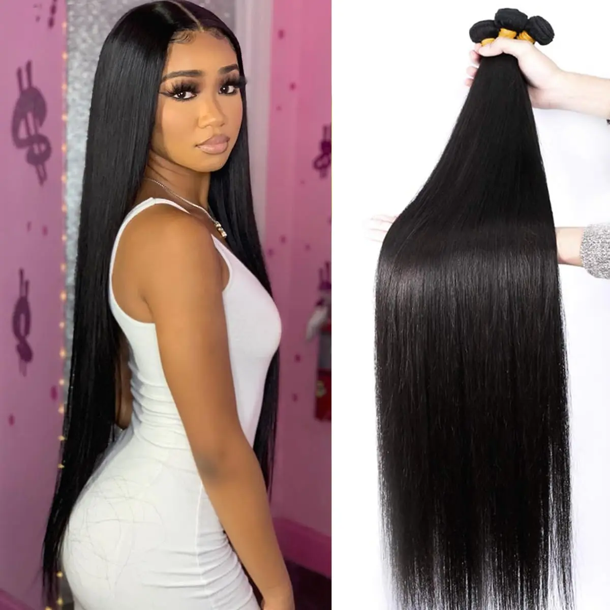 Straight Bundles Human Hair 12A Human Hair 4 Bundles Straight Hair 20 22 24 26 Inch Brazilian Virgin Deal Human Hair Extensions