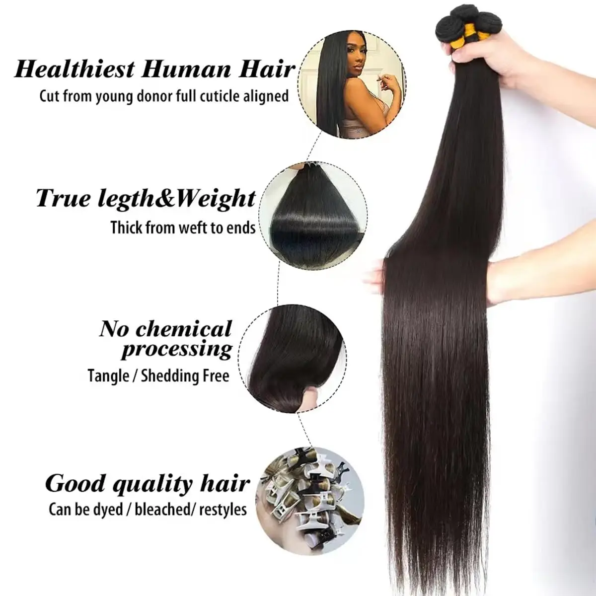 Straight Bundles Human Hair 12A Human Hair 4 Bundles Straight Hair 20 22 24 26 Inch Brazilian Virgin Deal Human Hair Extensions