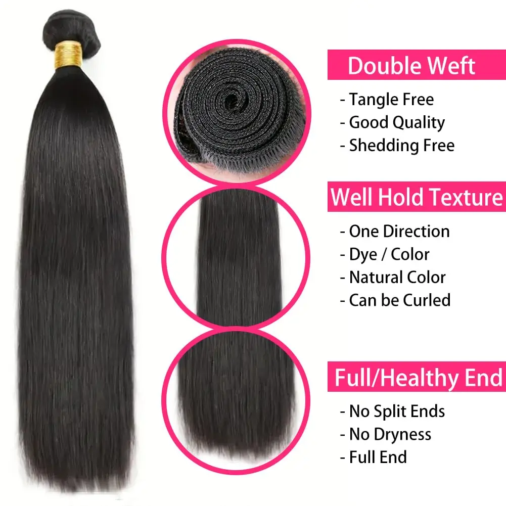 Straight Bundles Human Hair 12A Human Hair 4 Bundles Straight Hair 20 22 24 26 Inch Brazilian Virgin Deal Human Hair Extensions
