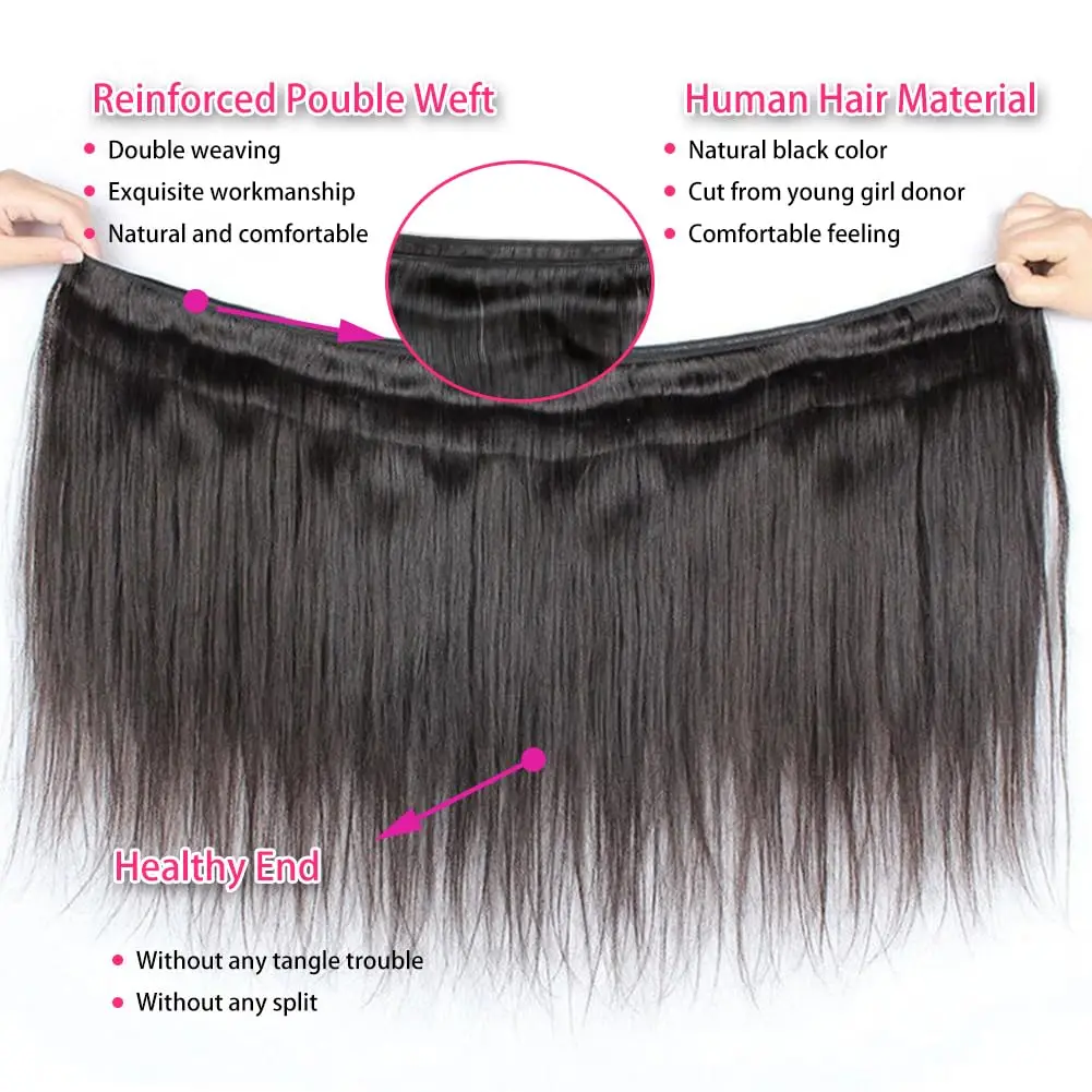 Straight Bundles Human Hair 12A Human Hair 4 Bundles Straight Hair 20 22 24 26 Inch Brazilian Virgin Deal Human Hair Extensions