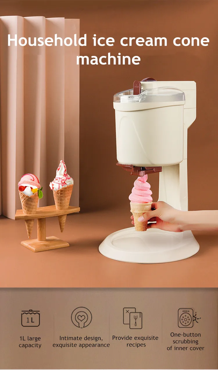 Ice Cream Machine Manual Automatic Bench Top Simple Operation Large Capacity Mini Soft Ice Cream Machine For Home DI