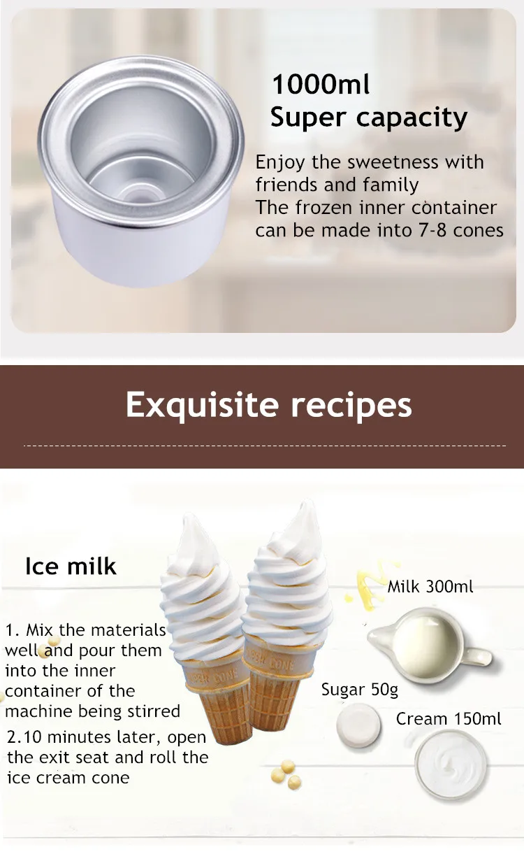 Ice Cream Machine Manual Automatic Bench Top Simple Operation Large Capacity Mini Soft Ice Cream Machine For Home DI