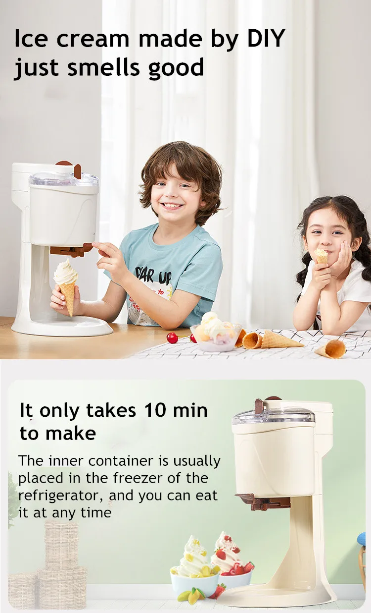 Ice Cream Machine Manual Automatic Bench Top Simple Operation Large Capacity Mini Soft Ice Cream Machine For Home DI