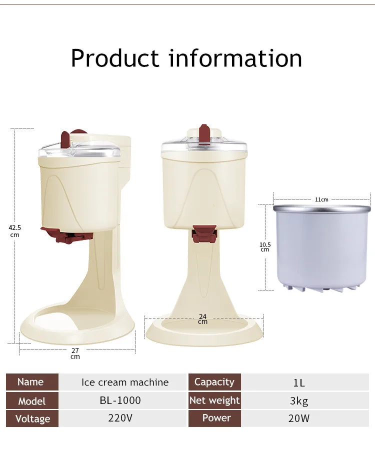 Ice Cream Machine Manual Automatic Bench Top Simple Operation Large Capacity Mini Soft Ice Cream Machine For Home DI