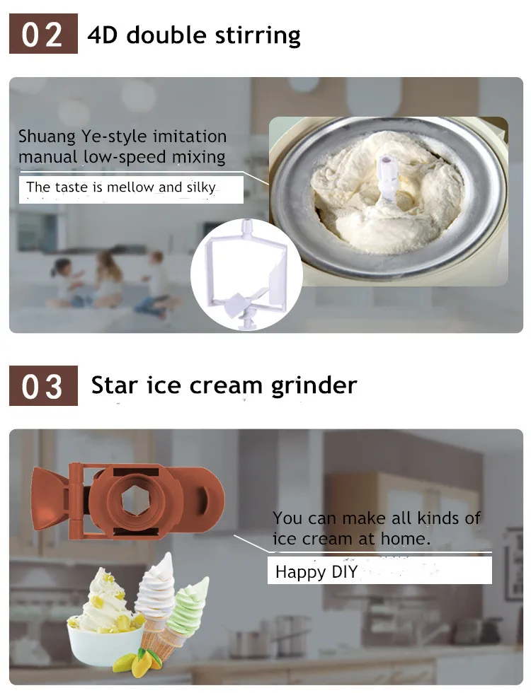 Ice Cream Machine Manual Automatic Bench Top Simple Operation Large Capacity Mini Soft Ice Cream Machine For Home DI