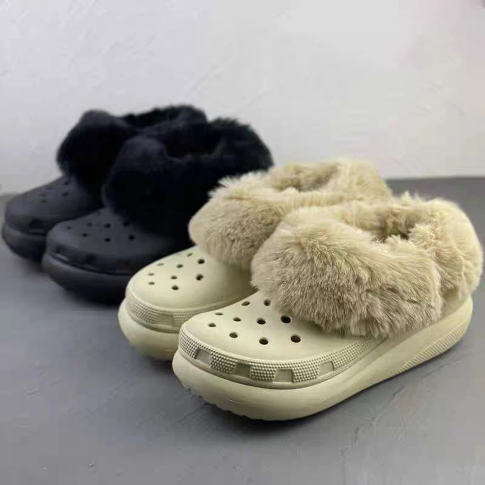 HOT Winter Thicken Warm Fur Liner Shoe Cover For Crocs Shoe Insert Liner Replacement Clog Fur Lining Shoe Cover Shoe Accessories