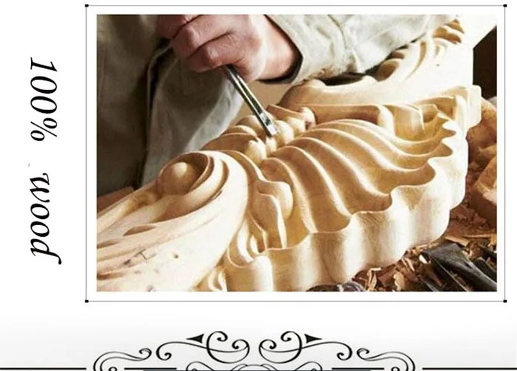 Long Wood Molding Applique Onlay Decal Figurines Wall Decor Art Furniture Accessories Home Decorative Items for Living Room