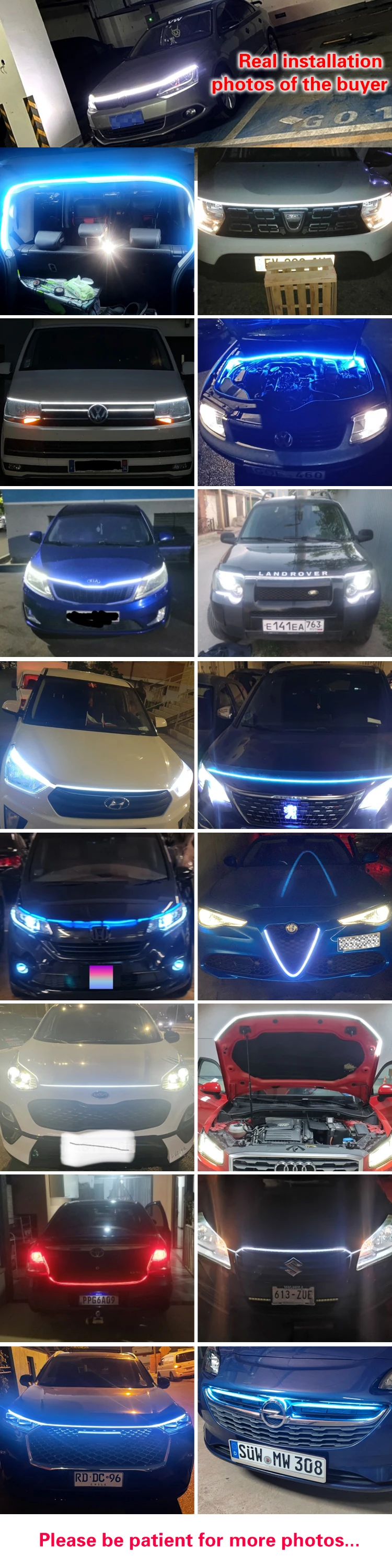 LED Auto Car Hood Lights Strip Universal Lamps Ambient Lights For Hyundai Tucson 2016-2020 Start-Scan Daytime Running Light DRL