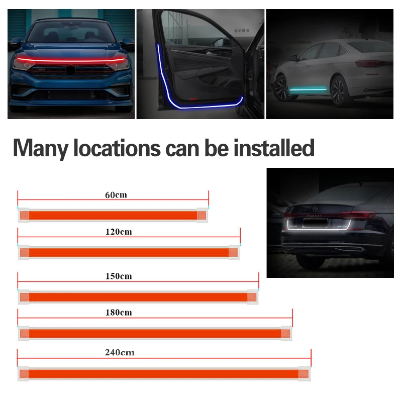 LED Auto Car Hood Lights Strip Universal Lamps Ambient Lights For Hyundai Tucson 2016-2020 Start-Scan Daytime Running Light DRL