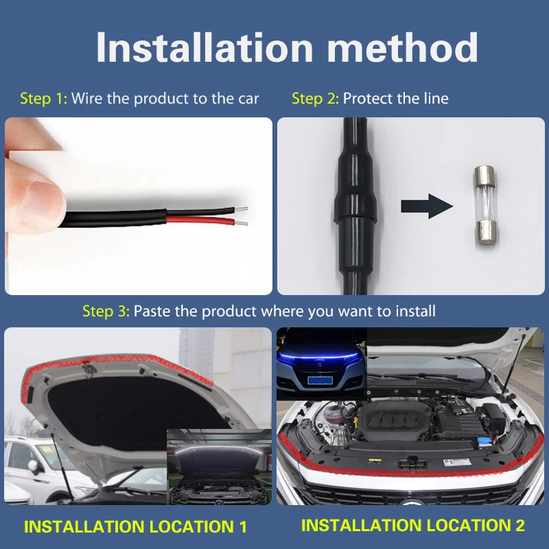 LED Auto Car Hood Lights Strip Universal Lamps Ambient Lights For Hyundai Tucson 2016-2020 Start-Scan Daytime Running Light DRL