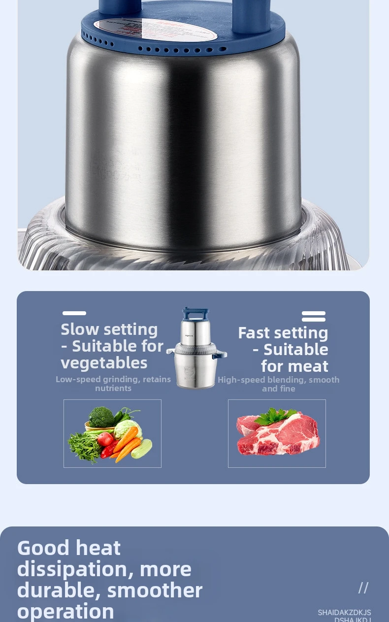 Professional 6L Commercial Meat Grinder, Industrial Grade Stainless Steel, 2-Speed Adjustable 1200W Motor, for Butcher Shop/Rest