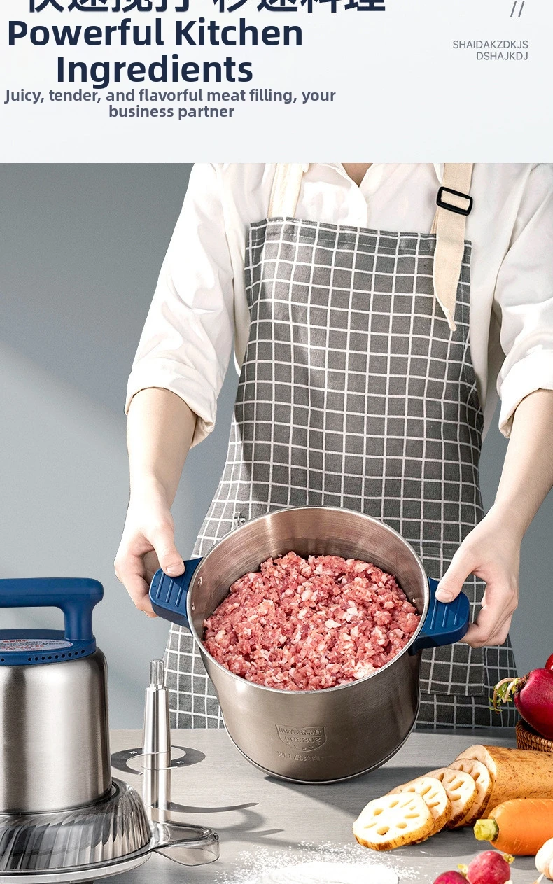 Professional 6L Commercial Meat Grinder, Industrial Grade Stainless Steel, 2-Speed Adjustable 1200W Motor, for Butcher Shop/Rest